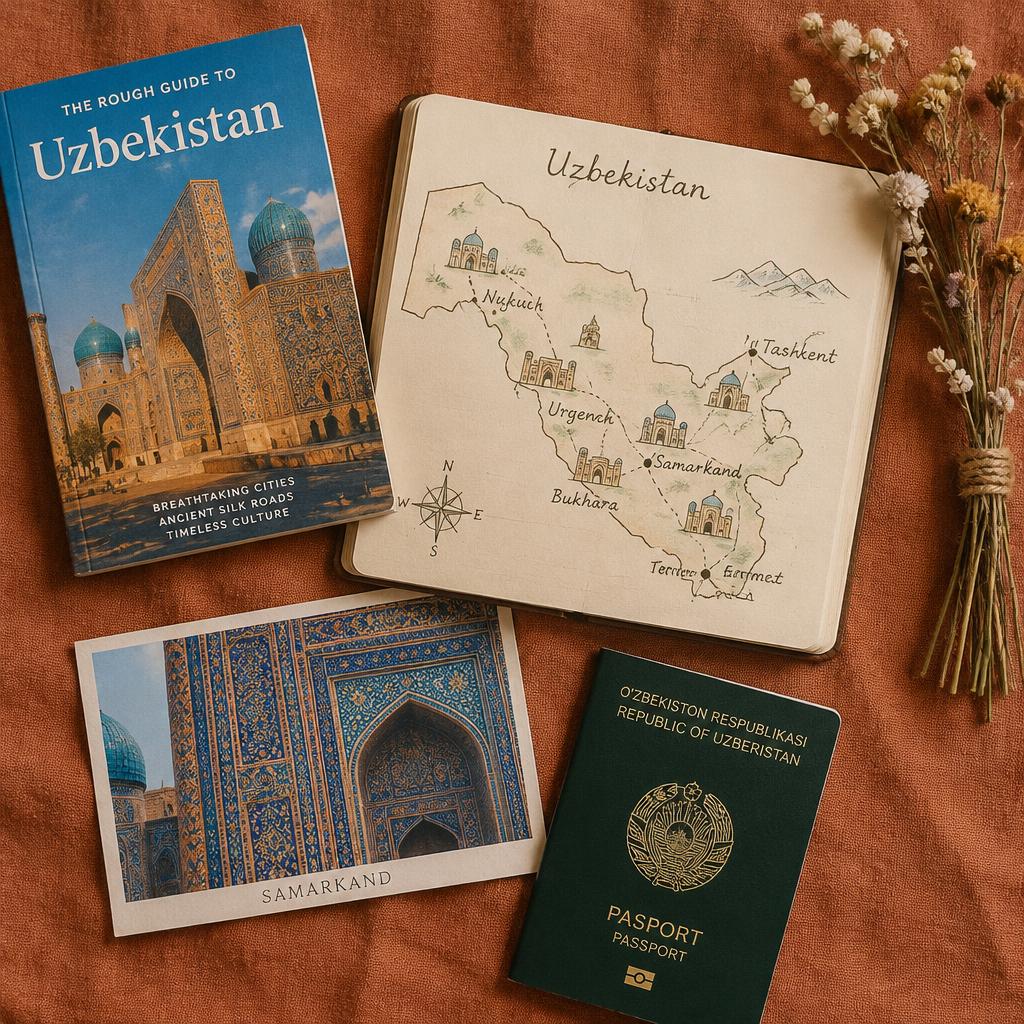 Cestovní průvodce a mapa Uzbekistánu